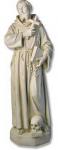 St. Francis With Skull Statue - 63 Inch - Indoor / Outdoor - Antique Stone - Made of Fiberglass