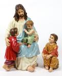 Jesus With The Children Church Statue - 34 Inch - Hand-painted Fiberglass