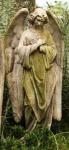 Praying Angel Outdoor Garden Statue - 18 Inch - White Moss Colored Fiber Stone