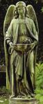 Angel Outdoor Garden Church Font Statue - 50 Inch - Verde Colored Fiber Stone