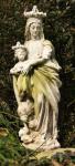 Mary Queen of Heaven With Baby King Jesus Outdoor Garden Statue - 27 Inch - White Moss Fiber Stone