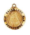 St. Lucy Medal - Gold Plated - 3/4 Inch With 20 Inch Chain