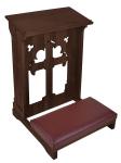 Holy Cross Padded Kneeler - Prie Dieux - Walnut Stain