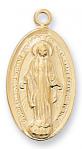 Miraculous Medal - 3/4L with 18 Chain - Gold Over Sterling Silver