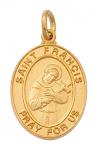St. Francis Medal - Patron Saint of Animals - Gold Plated - 1 Inch With 18 Inch Chain
