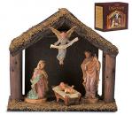 Nativity Set With Wood Stable by DiGiovanni - 4 Piece - 6 Inch Figures