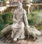 St. Francis Sitting With The Animals Outdoor Garden Church Statue - 42 Inch - Resin