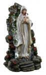 Blessed Virgin Mary In Prayer Statue In Grotto With LED Lighting - 15 Inch - Resin
