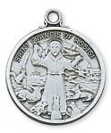 St. Francis Medal - Patron Saint of Animals - Sterling Silver - 1 Inch With 24 Inch Chain