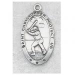 Baseball Medals - St Christopher Sterling Silver - 1 Inch with 24 Inch Chain