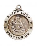 St. Lucy Medal - Sterling Silver - 3/4 Inch With 18 Inch Chain