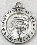 St. Teresa of Avila Medal - Sterling Silver - 3/4 Inch with 20 Inch Chain