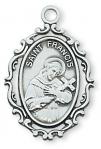 St. Francis Medal - Patron Saint of Animals - Sterling Silver - 1 Inch With 18 Inch Chain