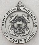 US Coast Guard Medal - Sterling Silver Military Medal with St Michael The Archangel - 7/8 Inch with 24 Inch Chain