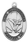St. Christopher Boys Karate Medal - Sterling Silver - 1 1/8 Inch with 24 Inch Chain