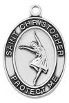 St. Christopher Girls Dance Medal - Sterling Silver - 1 Inch with 18 Inch Chain