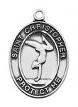 Girls Gymnastics Medals - St Christopher Sterling Silver Girls - 1 Inch with 18 Inch Chain