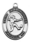 St. Christopher Girls Soccer Medal - Sterling Silver - 1 Inch with 18 Inch Chain