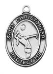 St. Christopher Girls Volleyball Sports Medal - Sterling Silver - 1 Inch with 18 Inch Chain