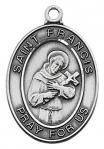 St. Francis Medal - Patron Saint of Animals - Sterling Silver - 1 Inch with 18 Inch Chain