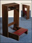 Padded Folding Prayer Kneeler - Dark Walnut Stain - 32 Inch H x 20 Inch W