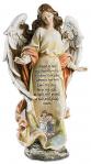 Guardian Angel With Children Statue - 12.5 Inch - Resin Stone 