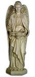 Angel Holy Water Outdoor Garden  Church Font Statue - 50 Inch - Antique Stone Looking Fiberglass