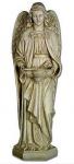 Angel Holy Water Outdoor Garden  Church Font Statue - 50 Inch - Antique Stone Looking Fiberglass