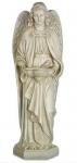 Angel Holy Water Outdoor Garden Church Font Statue - 25 Inch - Antique Stone Looking Fiberglass Resin