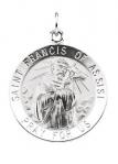 St. Francis Medal - Patron Saint of Animals - Sterling Silver - 7/8 Inch with 24 Inch Chain