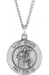 St. Gerard Medal - Patron Saint of Pregnant Mothers - Sterling Silver - 7/8 Inch with 24 Inch Chain