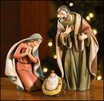 Holy Family Nativity Set - 3 Piece - 6.5 Inch - Stone Resin