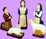 Fatima Children With Sheep Outdoor Garden Statues - 5 Piece Set - Painted Vinyl Composition