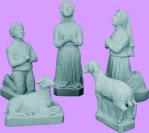 Fatima Children With Sheep Outdoor Garden Statues - 5 Piece Set - Granite Look Vinyl Composition