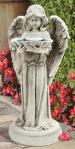 Angel Holy Water Outdoor Garden Font Statue - 27.5 Inch - Antique Stone Looking Resin