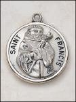 St. Francis Medal - Patron Saint of Animals - Oxidized Silver - 1 Inch With 24 Inch Chain