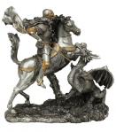 St. George Statue - 10.5 x 11.5 x 6 Inch - Pewter Style Finish - From The Veronese Collection