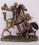 St George Statue - 10.5 x 11.5 x 6 Inch - Lightly Hand-painted Cold Cast Bronze - From The Veronese Collection