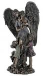 Guardian Angel and Children Statue - 11 Inch - Lightly Hand-painted Cold-cast Bronze Resin - Veronese Collection