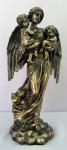 Guardian Angel and Children Statue - 11 Inch - Lightly Hand-painted Cold-cast Bronze - Veronese Collection