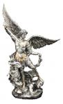 St. Michael Statue - Lightly Hand-painted Pewter Style With Gold Trim - 10 Inch Tall - From Veronese Collection