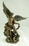 St. Michael Statue - Lightly Hand-painted Bronzed Resin - 14.5 Inch Tall