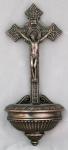 Crucifix Holy Water Font - 11 Inch - Cold Cast Bronze Resin - Veronese Collection