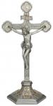 Standing Altar Crucifix - 22.5 Inch - Pewter Finish With Golden Highlights