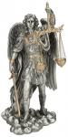 St. Michael Statue With Scale of Justice - 11 Inch - Pewter Style With Gold Highlights - Veronese Collection