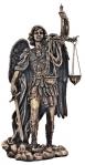 St. Michael Statue With Scale of Justice - 11 Inch - Lightly Painted Cold-cast Bronze - Veronese Collection