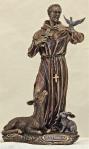 St. Francis Statue with Animals - 8.5 Inch - Lightly Hand-painted Cold Cast Bronze - From The Veronese Collection