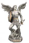 St. Michael Statue - 9 Inch - Pewter Style Finish with Gold Highlights