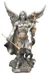 St. Gabriel Statue - 9 Inch - Pewter Style Finish with Gold Highlights