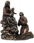 Madonna & Child with St. Francis Statue - 8 x 9 - Cold-cast Bronze - Veronese Collection